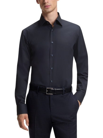 HUGO BOSS BOSS Cotton Blend Shirt, Dark Blue, Dark Blue