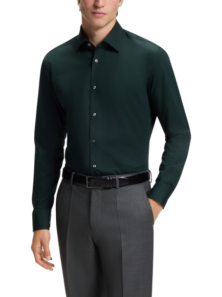 BOSS Cotton Rich Slim Fit Shirt, Open Green, Open Green