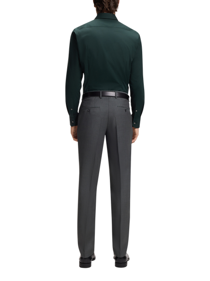 BOSS Cotton Rich Slim Fit Shirt, Open Green - view 2, Open Green