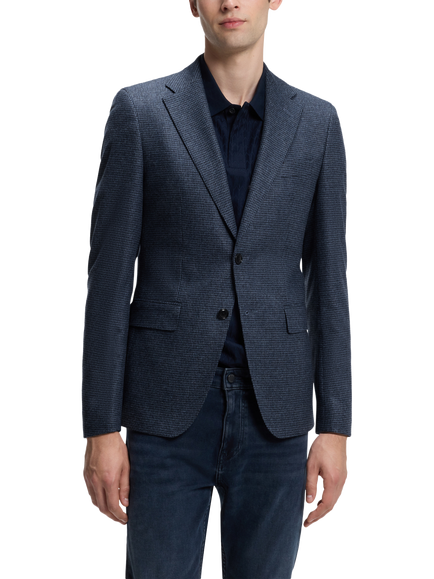 HUGO BOSS BOSS Slim Fit Single Breasted Wool Blend Blazer, Dark Blue, Dark Blue