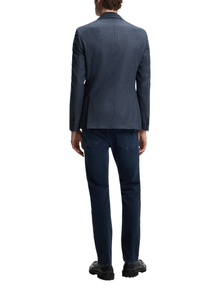 HUGO BOSS BOSS Slim Fit Single Breasted Wool Blend Blazer, Dark Blue - view 2, Dark Blue