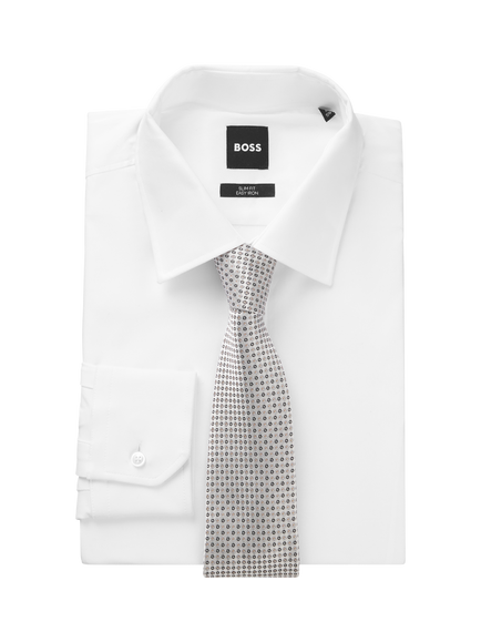HUGO BOSS BOSS Silk Blend Tie, Open Grey - view 2, Open Grey
