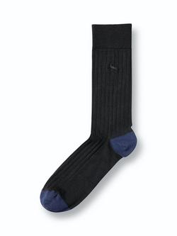 Charles Tyrwhitt Ribbed Cotton Blend Socks, Black
