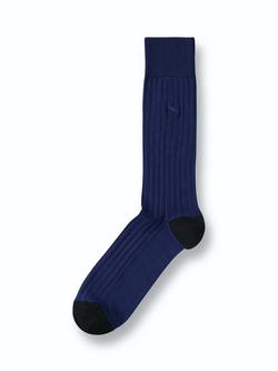 Charles Tyrwhitt Ribbed Cotton Blend Socks, Navy, Navy