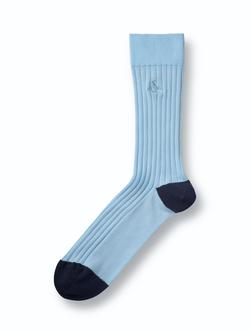 Charles Tyrwhitt Ribbed Cotton Blend Socks, Sky Blue, Sky Blue