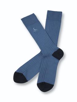 Charles Tyrwhitt Ribbed Cotton Blend Socks, Indigo Blue