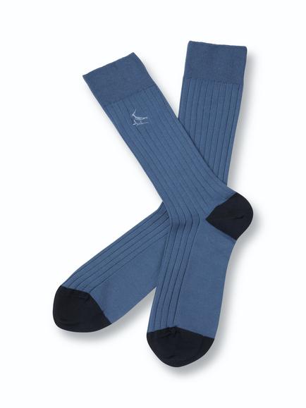 Charles Tyrwhitt Ribbed Cotton Blend Socks, Indigo Blue