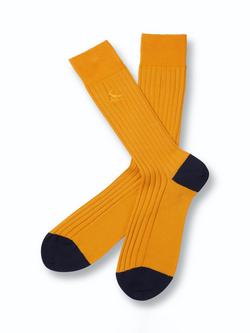 Charles Tyrwhitt Ribbed Cotton Blend Socks, Sunflower