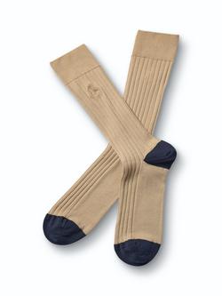 Charles Tyrwhitt Ribbed Cotton Blend Socks, Tan
