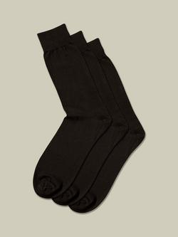Charles Tyrwhitt Cotton Blend Socks, Pack of 3, Black, Black