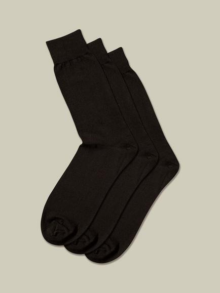 Charles Tyrwhitt Cotton Blend Socks, Pack of 3, Black, Black