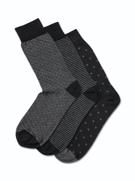 Charles Tyrwhitt Cotton Blend Socks, Pack of 3, Black/Grey, Black/Grey