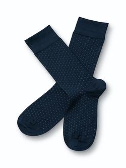 Charles Tyrwhitt Micro Dash Cotton Blend Socks, Navy/White, Navy & White