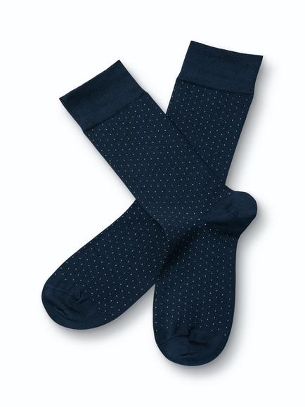 Charles Tyrwhitt Micro Dash Cotton Blend Socks, Navy/White, Navy/White