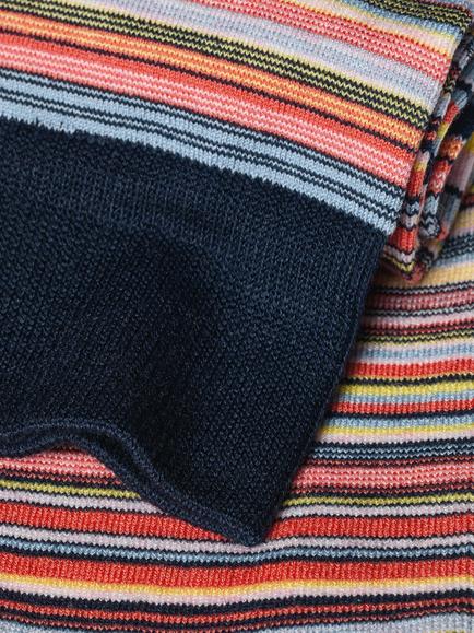 Charles Tyrwhitt Multi Stripe Cotton Rich Socks, Orange, L - view 2, Orange