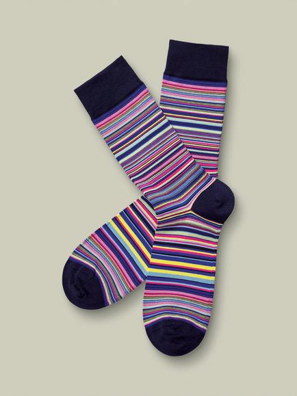Charles Tyrwhitt Cotton Rich Stripe Design Socks, Bright Pink, Bright Pink