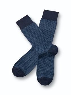 Charles Tyrwhitt Herringbone Cotton Rich Socks, Indigo Blue, Indigo Blue