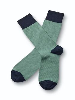 Charles Tyrwhitt Cotton Rich Herringbone Design Socks, Light Green