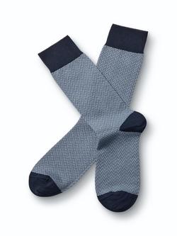 Charles Tyrwhitt Cotton Rich Herringbone Design Socks, Steel Blue