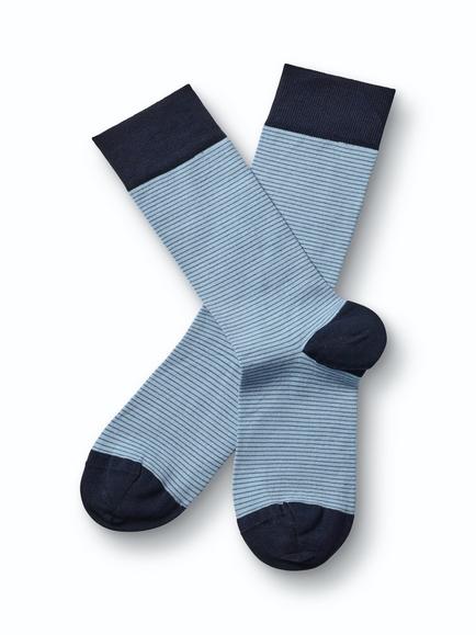 Charles Tyrwhitt Cotton Rich Stripe Design Socks, Light Blue