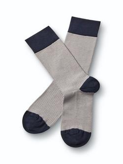 Charles Tyrwhitt Cotton Rich Stripe Design Socks, Grey/Black