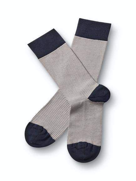 Charles Tyrwhitt Cotton Rich Stripe Design Socks, Grey/Black