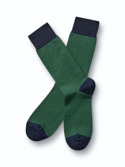 Charles Tyrwhitt Puppytooth Cotton Rich Crew Socks, Green