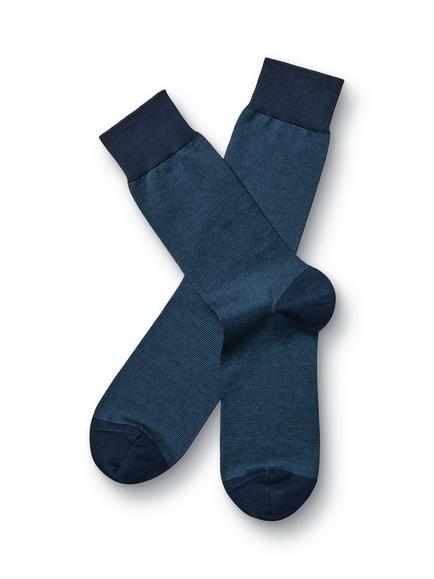 Charles Tyrwhitt Micro Stripe Cotton Rich Crew Socks, Indigo Blue, Indigo Blue