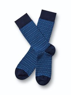 Charles Tyrwhitt Micro Square Cotton Rich Crew Socks, Ink Blue, Ink Blue