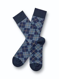 Charles Tyrwhitt Argyle Cotton Rich Crew Socks, Denim Blue, Denim Blue