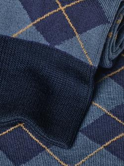 Charles Tyrwhitt Argyle Cotton Rich Crew Socks, Denim Blue - view 2, Denim Blue