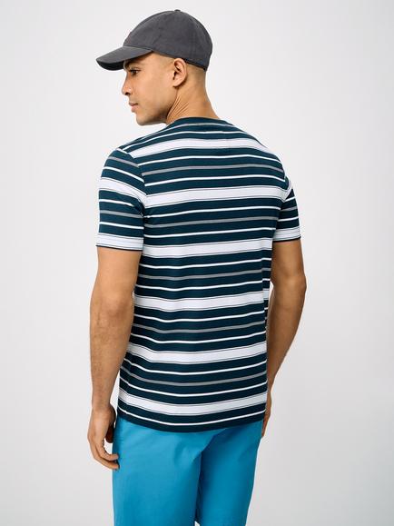 Crew Clothing Cotton Stripe Crew Neck T-Shirt, Multi Blue - view 2, Multi Blue