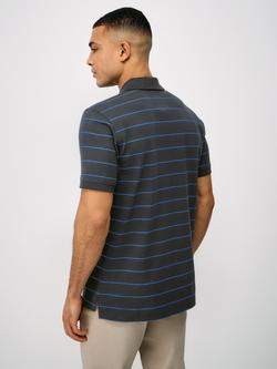 Crew Clothing Stripe Cotton Polo Shirt, Navy Blue - view 2, Navy Blue