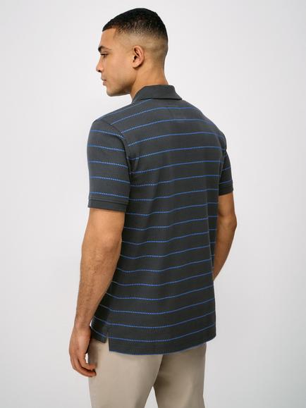 Crew Clothing Stripe Cotton Polo Shirt, Navy Blue - view 2, Navy Blue