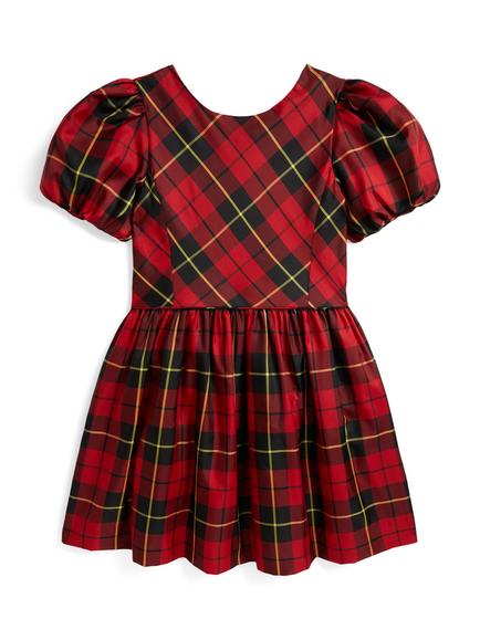 Ralph Lauren Kids' Plaid Flare Dress, Red/Black, 243 Red-black Plaid
