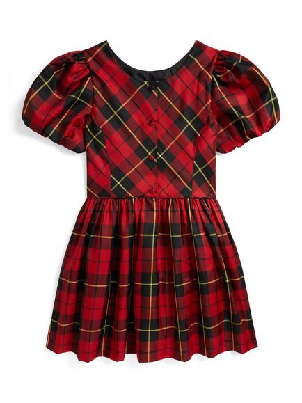 Ralph Lauren Kids' Plaid Flare Dress, Red/Black - view 2, 243 Red-black Plaid