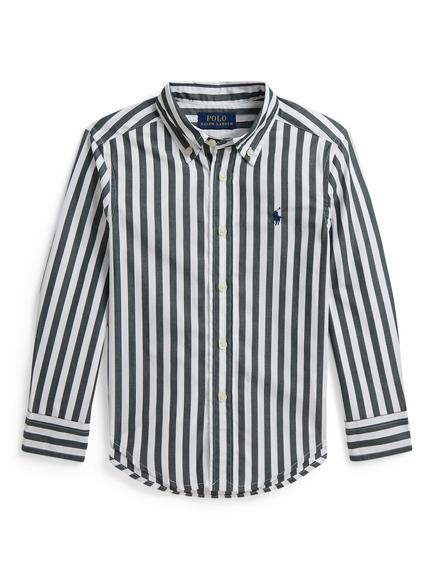Ralph Lauren Kids' Cotton Poplin Long Sleeve Shirt., Green White, #241c Green White
