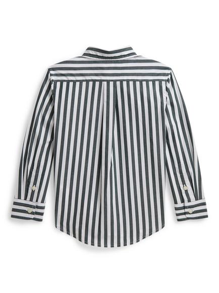 Ralph Lauren Kids' Cotton Poplin Long Sleeve Shirt., Green White - view 2, #241c Green White