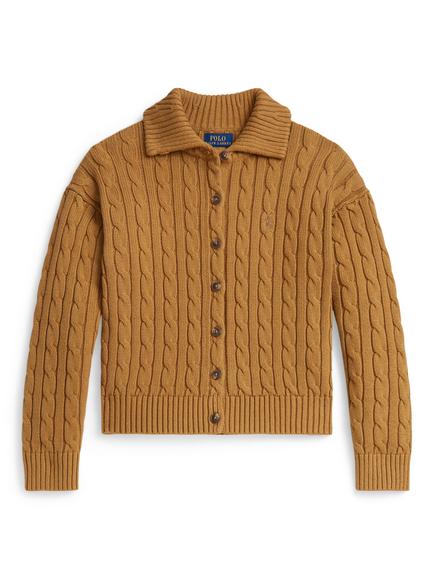 Ralph Lauren Kids' Cable Knit Cardigan, Berkshire Tan, Berkshire Tan