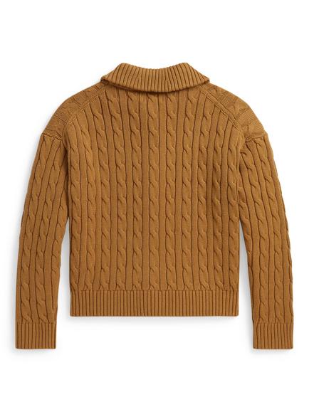 Ralph Lauren Kids' Cable Knit Cardigan, Berkshire Tan - view 2, Berkshire Tan