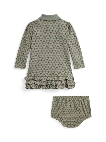 Ralph Lauren Baby Floral Cotton Interlock Polo Dress and Bloomers Set, Rosemund Garden - view 2, Rosemund Garden