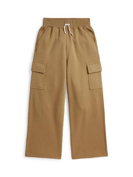 Ralph Lauren Kids' Cotton Blend Wide Leg Fleece Trousers, Camel, Camel