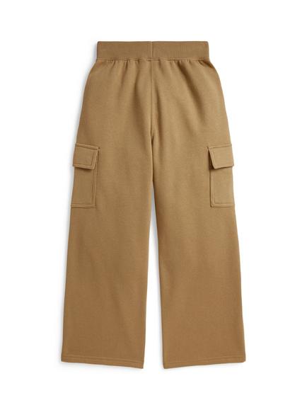 Ralph Lauren Kids' Cotton Blend Wide Leg Fleece Trousers, Camel - view 2, Camel