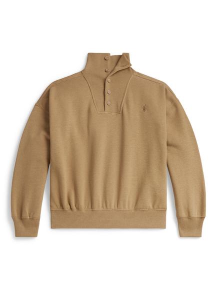 Polo Ralph Lauren Kids' Fleece Half Zip Boxy Sweatshirt, Camel, Camel