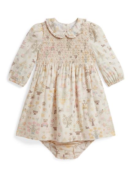 Ralph Lauren Baby Cotton Dress and Bloomer Set, Petite Point Bear, Petite Point Bear