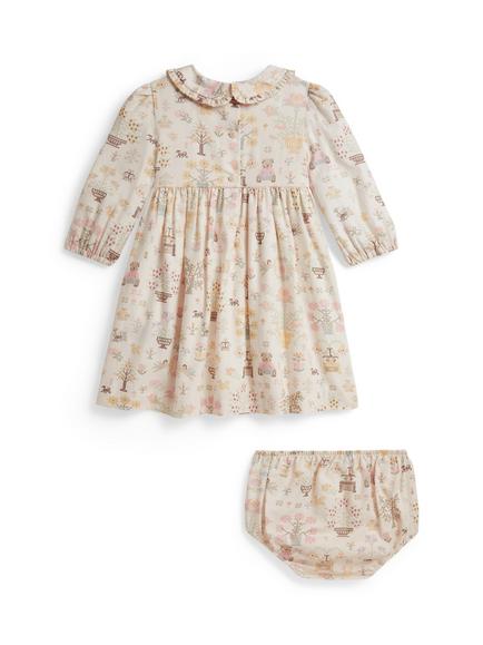 Ralph Lauren Baby Cotton Dress and Bloomer Set, Petite Point Bear - view 2, Petite Point Bear