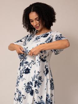 Tiffany Rose Kathleen Floral Maternity and Nursing Dress, Oyster Blue - view 2, Oyster Blue