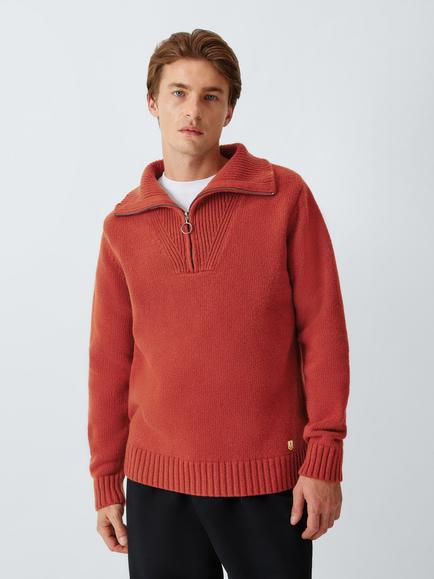 Armor Lux Pull Wool Rich Quarter-Zip Jumper, Ketchup Chine, Ketchup Chine