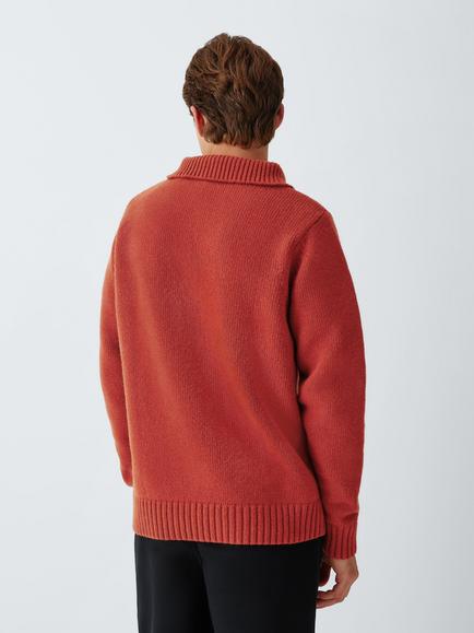Armor Lux Pull Wool Rich Quarter-Zip Jumper, Ketchup Chine - view 2, Ketchup Chine