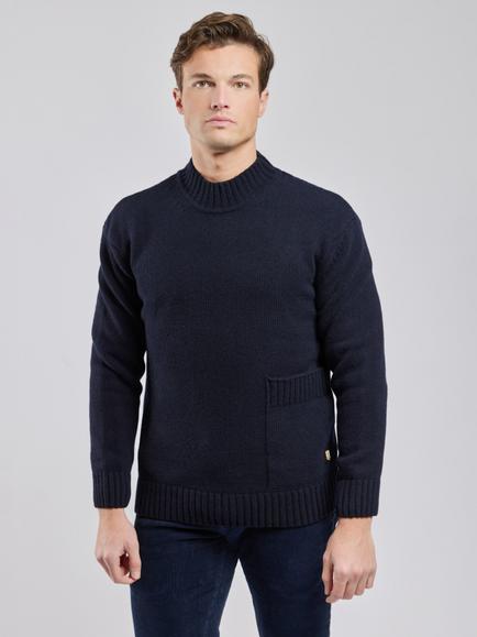Armor Lux Wool Rich Mock Neck Jumper, Navire, Navire